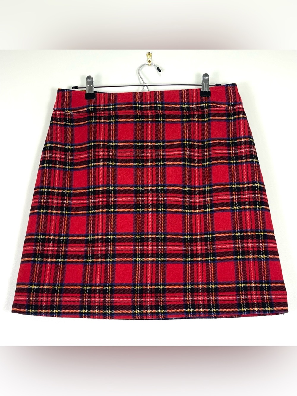 J. CREW Women's Wool Blend Red Tartan Plaid Short Skirt Lined Holiday Size 10